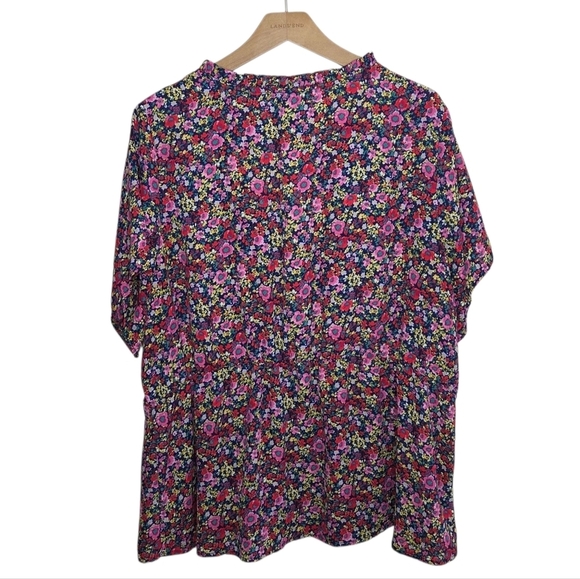 Bobeau | Colorful Floral Faux Wrap Short Sleeve Ruffle Collar Blouse Size 3X - Picture 6 of 6